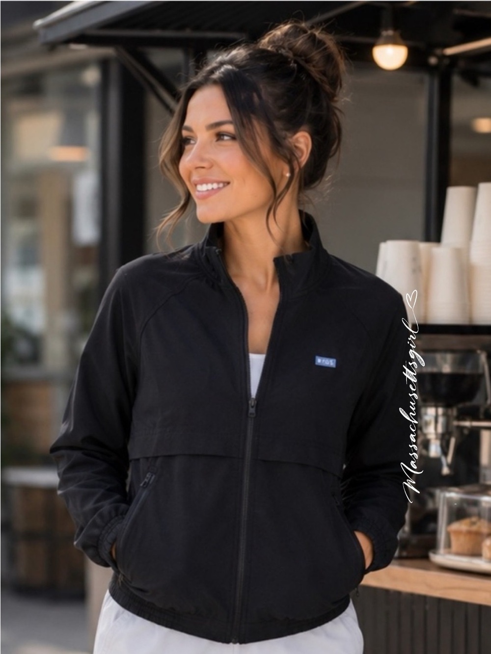 FIGS Sydney Performance Scrub Jacket Black Size Medium